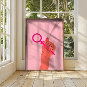 Girl Power Frame Wall Art, Pink Feminism Decor, international Women's Day Wall Art, Women's Rights Poster, Women Empowerment Art Print