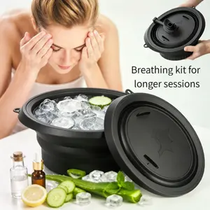 Portable Foldable Breathable Ice Plunge Bowl with Ice Tray & Nose Clip | Breathing Design | Perfect Gift for Skincare Lovers, Workout Enthusiasts & Home Spa