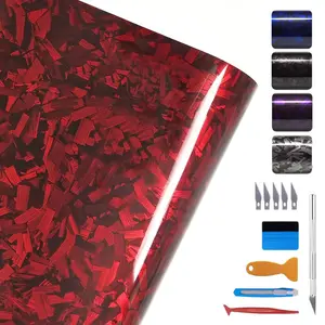 Forged Gloss Carbon Fiber Vinyl Wrap Roll Air Release Sticker Sheet Film DIY Decal Car Auto Vehicle Morotcycle Self Adhesive (1ft x 5ft)