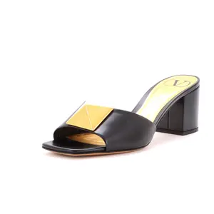 Pre-owned Valentino Garavani Women's One Stud Block Heeled Mules Leather by Rebag