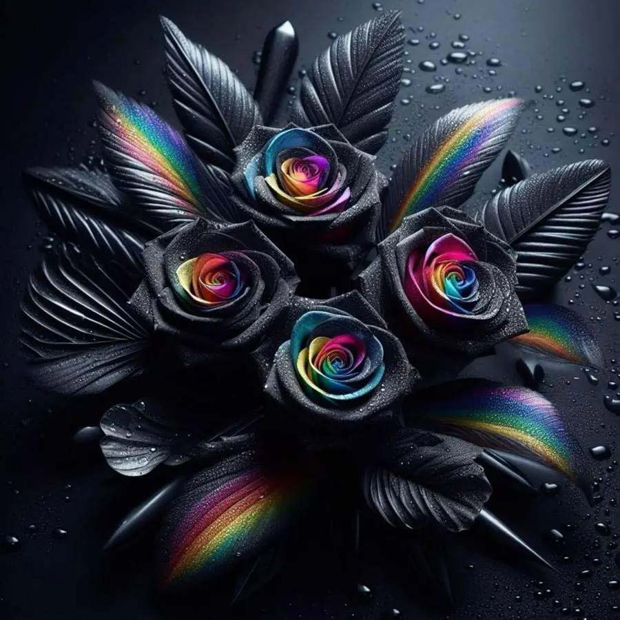 5D DIY Full Drill Diamond Painting - Diamond Art Kit Rainbow Rose Mosaic Canvas DIY Wall Art, Home Wall Decoration
