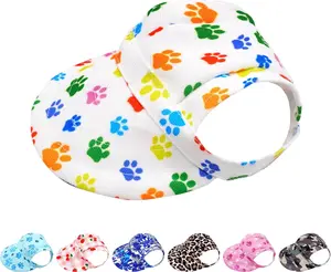 PET SHOW Paw Print Dog Baseball Cap Dog Visors for Small Doggy Cats Summer Waterproof Pet Sun Hats with Ear Holes Adjustable Drawstring Boy Girl Puppy Hat - White/Xs