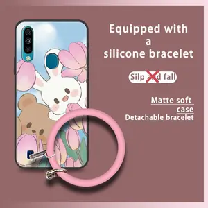 Soft Case Creative Phone Case For ZTE Blade A7 2020 With FingerPrint Dirt-resistant Bracelet Cartoon Anti-knock Ring Youth Waterproof Back Cover heat dissipation Personality Cute
