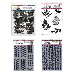 Dina Wakley Media Stencils, Stamp & Transparency Bundle