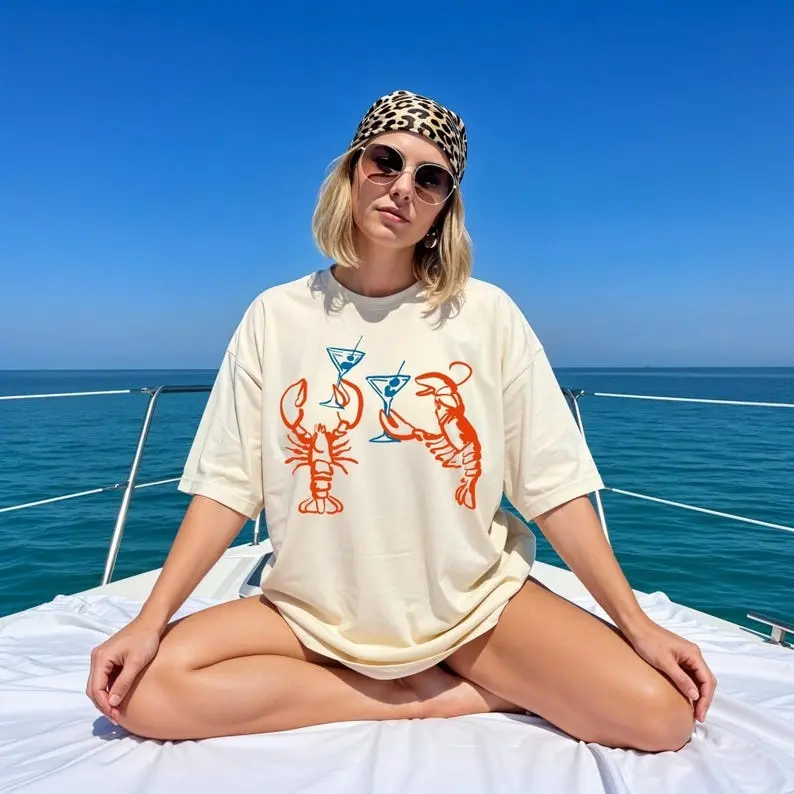 Lobster Martini Shirt, Coastal Cocktail Graphic Tee, Beach Party Comfort Colors Shirt, Funny Summer Lobster Tee, Coastal Girl Summer Shirt