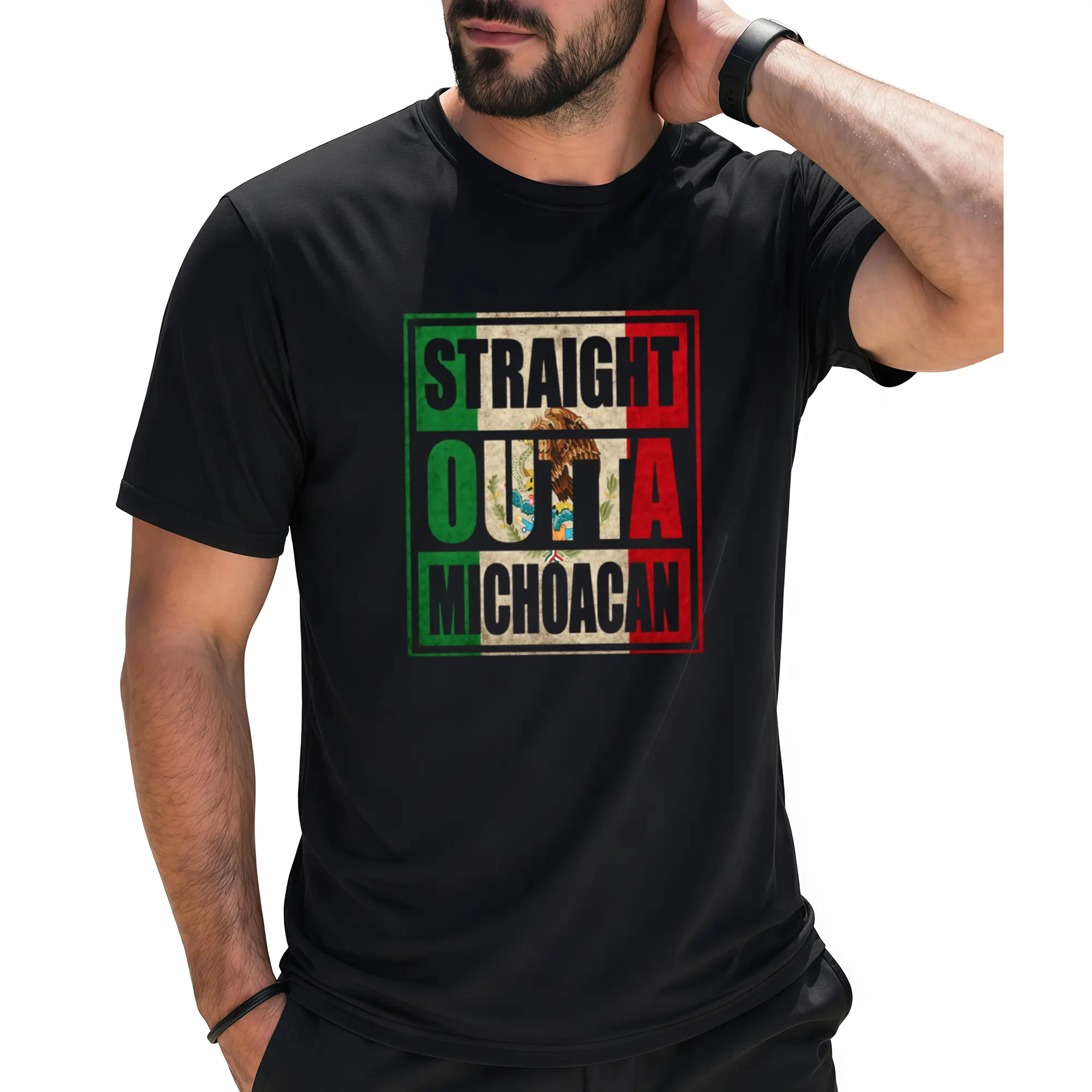 [100% Cotton]   STRAIGHT OUTTA MICHOACAN MEXICO T SHIRT T-Shirt Golf Gift T-Shirt For Men And Women