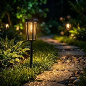 Vintage Tungsten Solar Pathway Lights | Adjustable Height & 2 Modes | Auto On/Off For Garden, Yard & Walkway, Outdoor Decorative Landscape Lamps