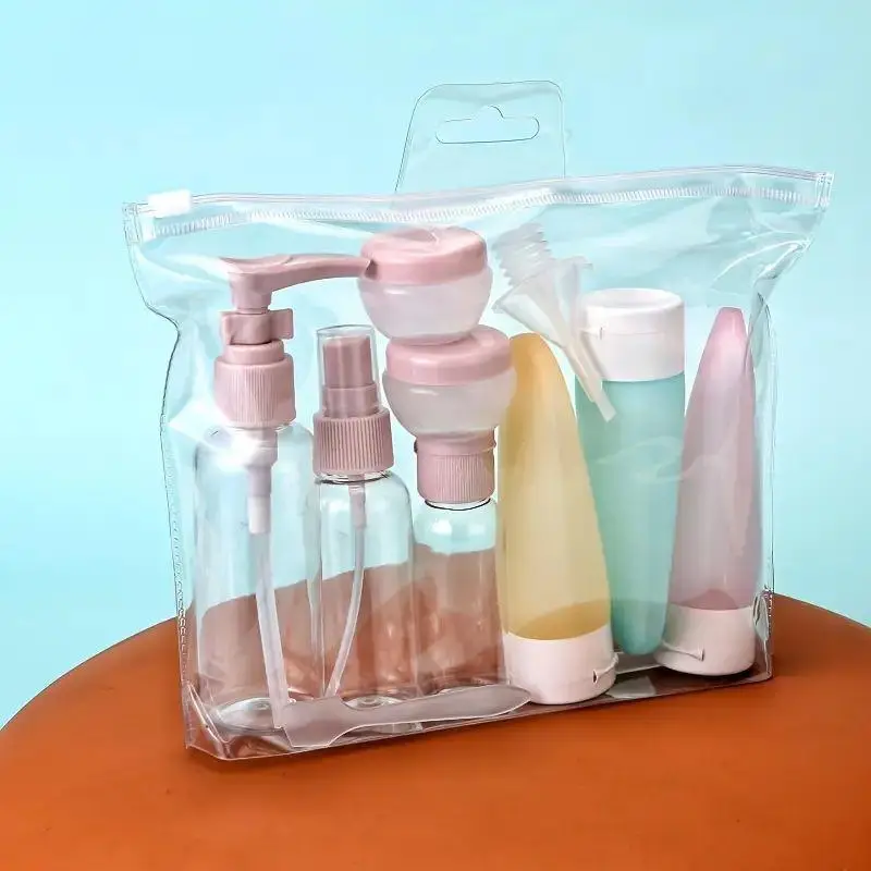 Portable Travel Bottle Set with Storage Bag, 11pcs/set Including 8 Refillable Empty Bottles & 3 Accessories, Leak Proof Mini Bottles for Skincare
