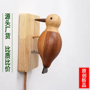 New Creative Wooden Woodpecker Doorbell Housewarming Gift Wooden Vintage Door Knocker Pendant Doorbell