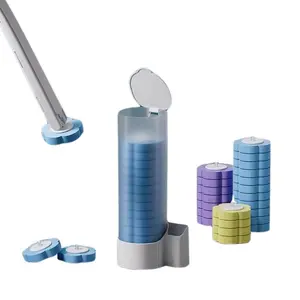 Disposable Toilet Brush Holder Set with 18 Cleaning Refills, Multi-Purpose Bathroom Cleaning System for Sinks Bathtubs Drains Washbasins Urinals