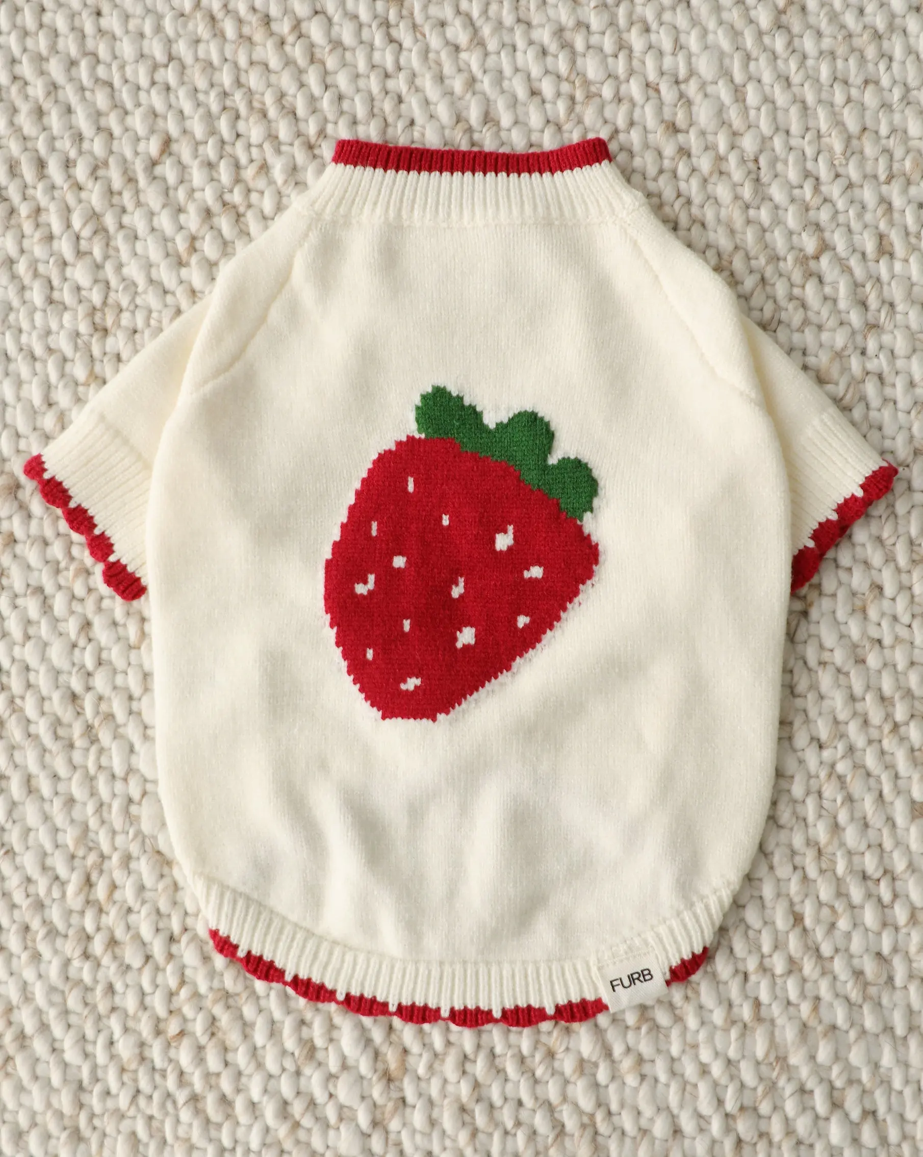 Berry Darling Embroidered Strawberry Dog Sweater