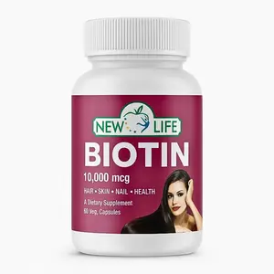 New Life Biotin 10,000Mcg - 60 Veg Capsules - Natural Hair Growth & Well-being Supplement for Vibrant Skin & Strong Nails