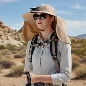Summer Cooling Sun Hat with Solar Fan & Detachable Neck Flap – 360° UV Protection Hat – Breathable Gear for Camping, Farming & Construction