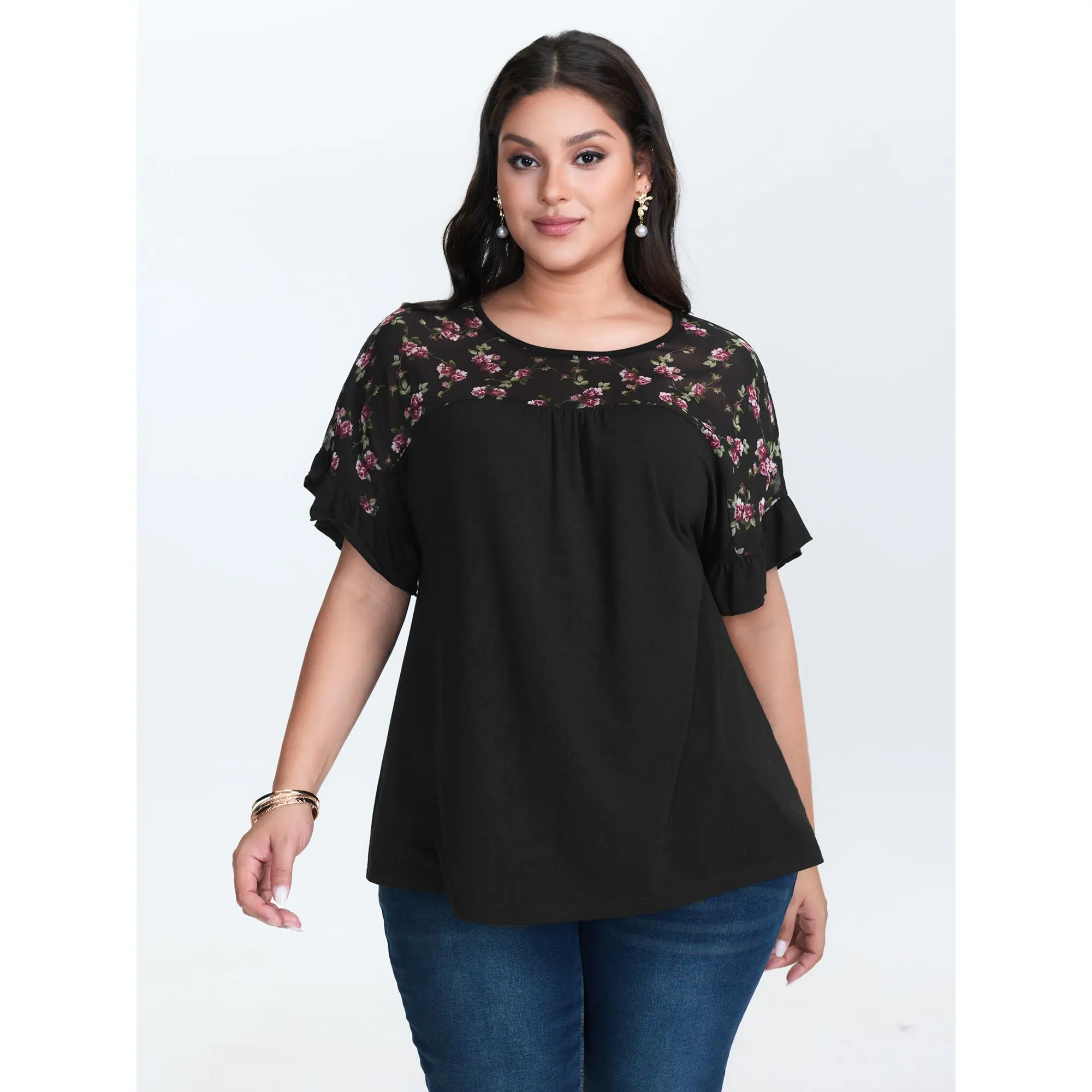 BLOOMCHIC Women's Sheer Knit Short Sleeve Top - Lightweight Contrast Color Summer Shirt, Soft Relaxed Fit Casual Top for Vacation & Everyday Wear,Summerfinds,back to school,back to school shopping