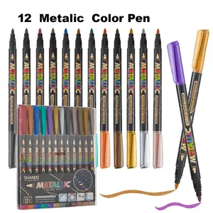 SHANDS Metallic Paint Pens for Rock Painting & DIY Crafts - 12 Vibrant Colors 1mm Fine Tip Markers - Water-Based Quick-Dry Metallic Markers for Easter Eggs, Wood Ornaments, Non-Toxic Ceramic, Glass coloring book marker set Creative Holiday & Birthday Gift