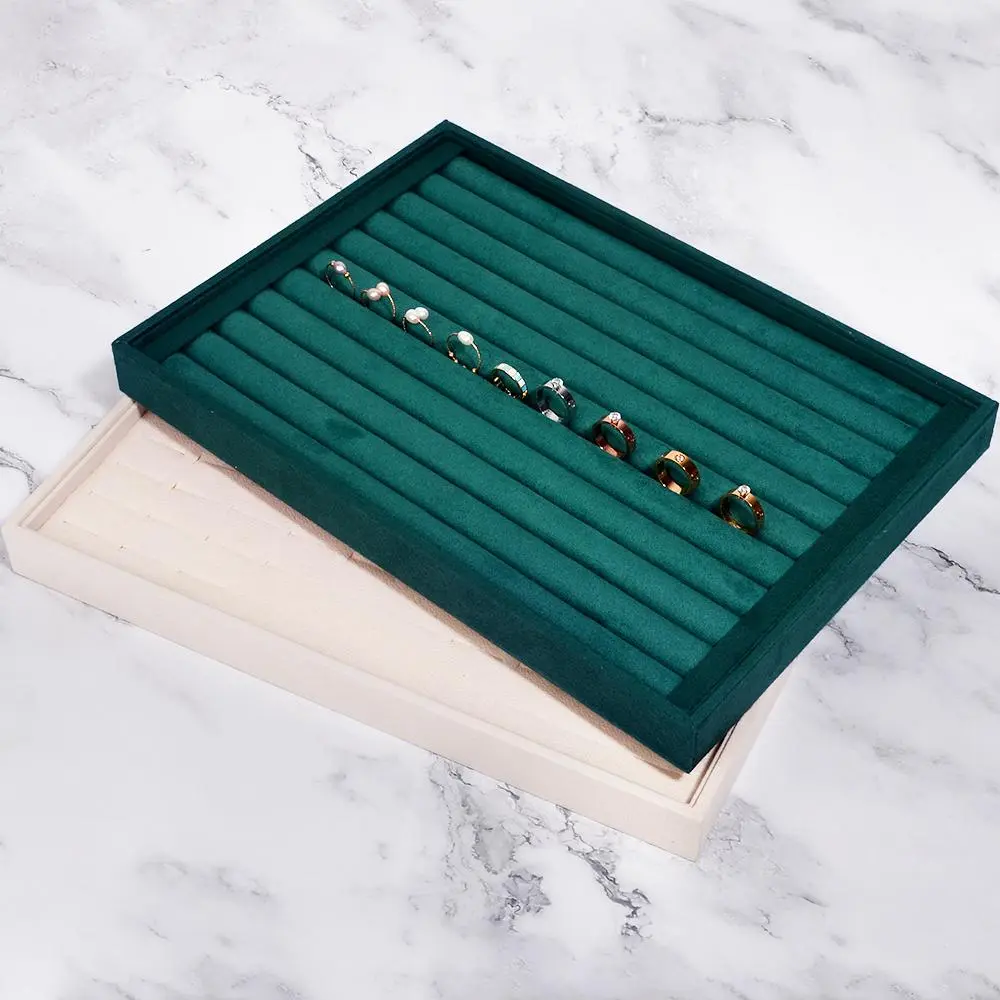 Velvet Jewelry Display Tray Jewellery Holder Portable Jewelry Stud Earrings Rings Storage Plate Jewellery Counter Showcase Props