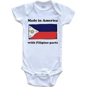 Really Awesome Shirts Made in America with Filipino Parts Funny Philippines Flag One Piece Baby Bodysuit