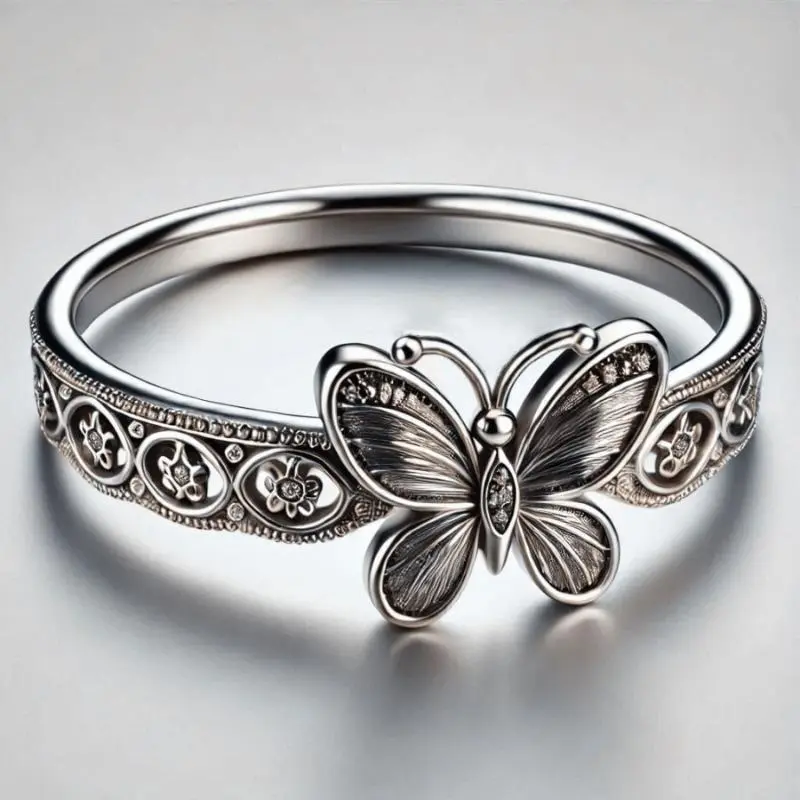1pc Elegant Butterfly Ring Jewelry, Inlaid Light Luxury  Floral Ring, Wedding Ring, Birthday Gift, Holiday Gift, Anniversary Gift, Floral Design, Butterfly Pattern, Fashion Jewelry, Bridal Accessories