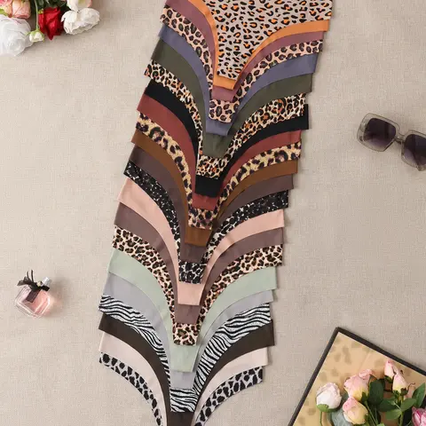 Women's Leopard & Zebra Stripe Print Thong, Soft Comfy Breathable Fit Panties, Multicolor Medium Knicker for Daily Wear, Casual Womenswear, Premium Nylon Knitting Fabric, Breathable Underwear, Soft Breathable Knickers