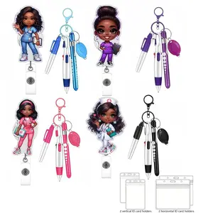 Expandable Nurse ID Card Holder Set, Badge Holder, Acrylic Material, Includes Pen, Marker, Eld Light, Card Case, Suitable for Registered Nurses, Nursing Students