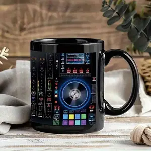 Vintage DJ Mixer Mug - Coffee Cup with Recording Studio Design, Dishwasher Safe Cup for Music Producers, Baristas, Birthday Christmas Gifts - Ideal for Home, Office, Cafe Use, DJ Decor, Gift Idea, Professional Drinkware