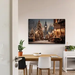 Christmas Canvas Print, Christmas Village, Winter Wonderland, Seasonal Decor, Christmas In London, Holiday Snow