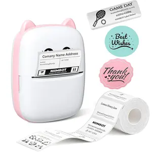Niimbot Thermal label printer B1 sticker printer -2 Inch Mini Label Sticker Printer Came with One Roll White Label(2'' x1.18'')，Multiple Templates for Creative DIY, Small Business,Office,Home,School，App Editing,BPA-Free Thermal Label
