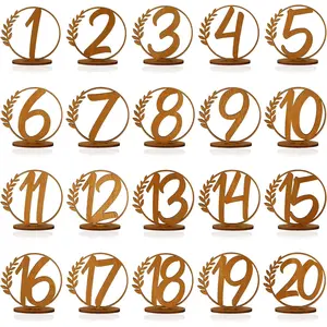 Wooden Table Numbers - Wedding Table Numbers 1-20, Rustic  Wedding Decor, Elegant with Wooden Base, Centerpieces for Valentines Day Decor for Party