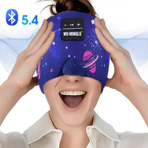 3D Bluetooth Sleep Headphones Eye Mask with Ice Silk Comfort, Bluetooth 5.4 Sleep Headband Headphones,Breathable, Ultra-Thin Stereo Speakers, Light-Blocking & Noise-Reducing, Adjustable & Ergonomic, for Side Sleepers, Travel, Yoga,Gifts, Unisex