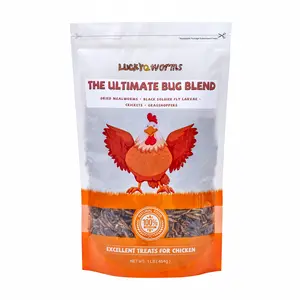 LuckyQworms Ultimate Bug Blend - 1lb Dried Insect Mix Mealworms BSF Larvae Crickets Grasshoppers 42% Protein Chicken Treat USA Made Natural Protein Source for Small Pets