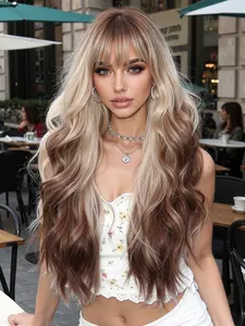 Dye 26 Inch Daily Wear Wig, Fashionable Natural Wave Synthetic Hair, Heat Resistant Long Wig for Party Use