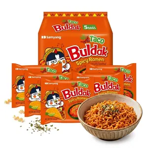 Samyang Taco Buldak Spicy Chicken Flavor Ramen Noodles, Hot & Spicy Korean Instant Stir-Fry Noodles, Pack of 5 Bags, 23.8 oz