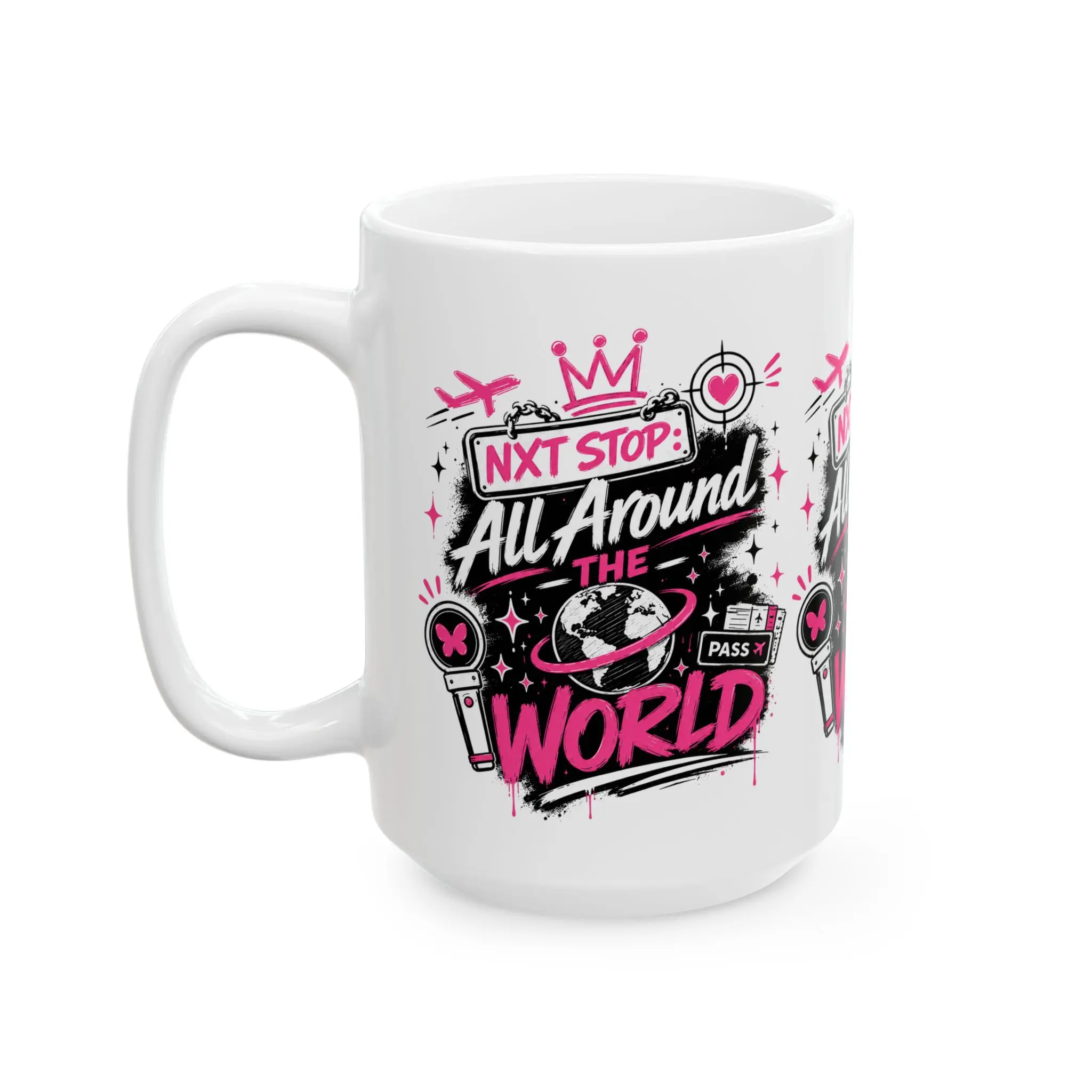 All Around the World Mug | Travel Passport Plane Globe Design