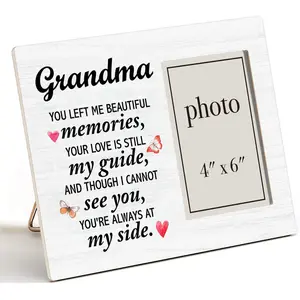 Memorial Wooden Picture Frame Gift for Loss of Grandma, in Memory of Grandma Wood Photo Frame Sympathy Bereavement Gifts, Tabletop & Wall Mounting, 4x6 Inch Photo