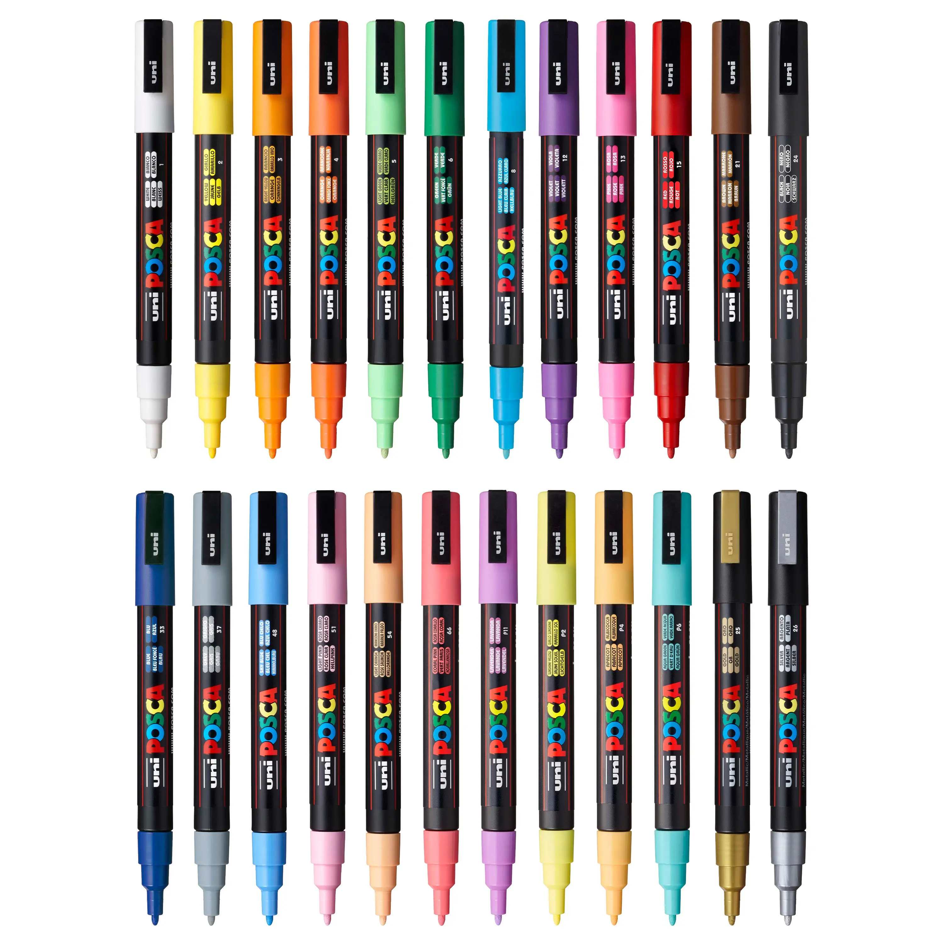 uni® POSCA® PC-3M, Water-Based Paint Markers (24 Pack)
