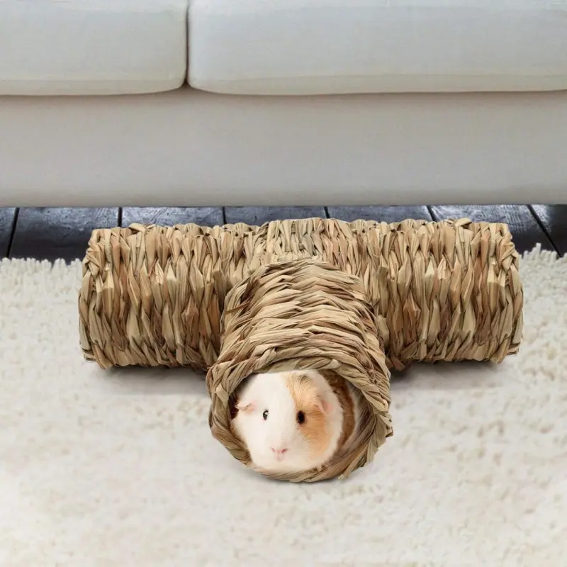 Handwoven Straw Tunnel & Nest for Hamsters, Hamster House, Hamster Hideout, Waterloo Pet Toy