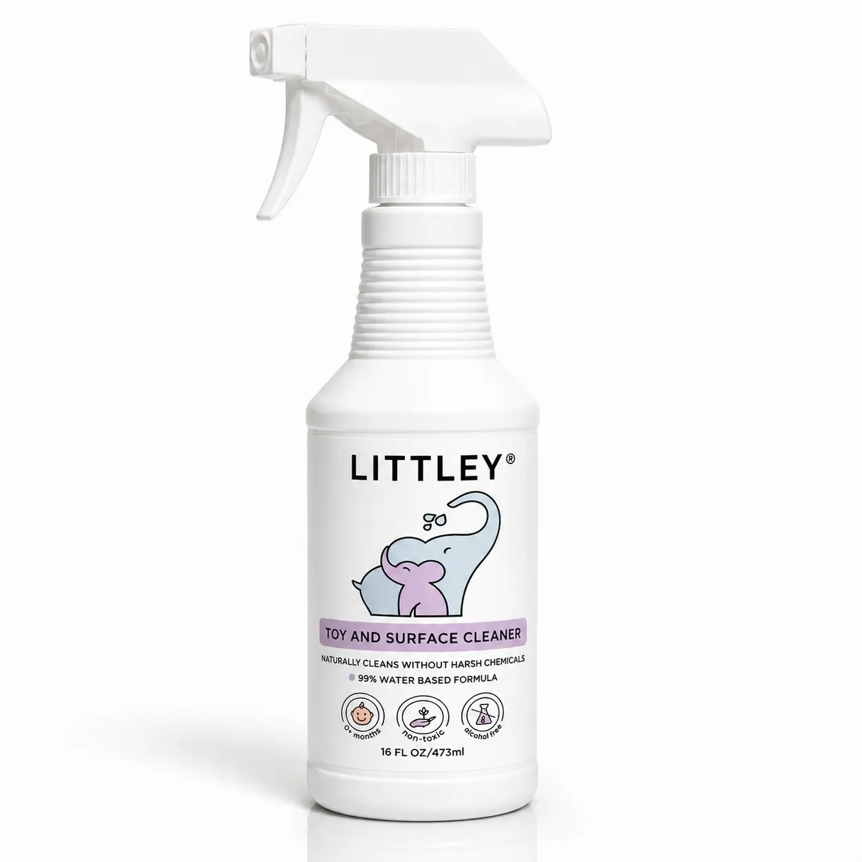 Littley 16oz infant & toddler toy and surface cleaner | fragrance-free HOCl spray for toys, high chairs & baby essentials