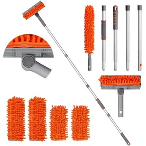 Bestnifly Ceiling Fan Cleaner Duster with 63" Extension Pole, Ceiling Fan Blade Cleaning Tool, Dusters for Cleaning High Ceiling Fan Reusable Chenille Pads for Blind, Baseboard, Wall