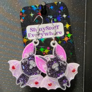 Valentine Glow In The Dark Bat Earrings