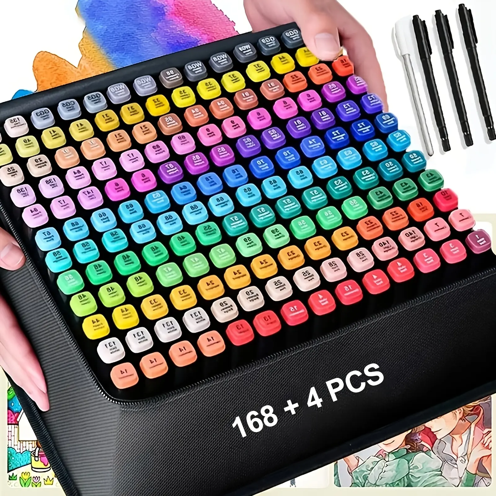 168+4 Colors Alcohol Markers Set, Dual Tips Blender Art Markers, Alcohol Based Markers, Illustration Blending, Art Supplies Kit, Highlighting Card Making Great Gift Idea