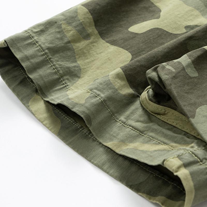Clean Gent men’s drawstring elastic-waist camouflage cargo shorts, breathable cotton fabric, regular fit for casual comfort in summer, versatile everyday bottoms, machine washable Clean Gent men’s drawstring elastic-waist camouflage cargo shorts, breathable cotton fabric, regular fit for casual comfort in summer, versatile everyday bottoms, machine washable