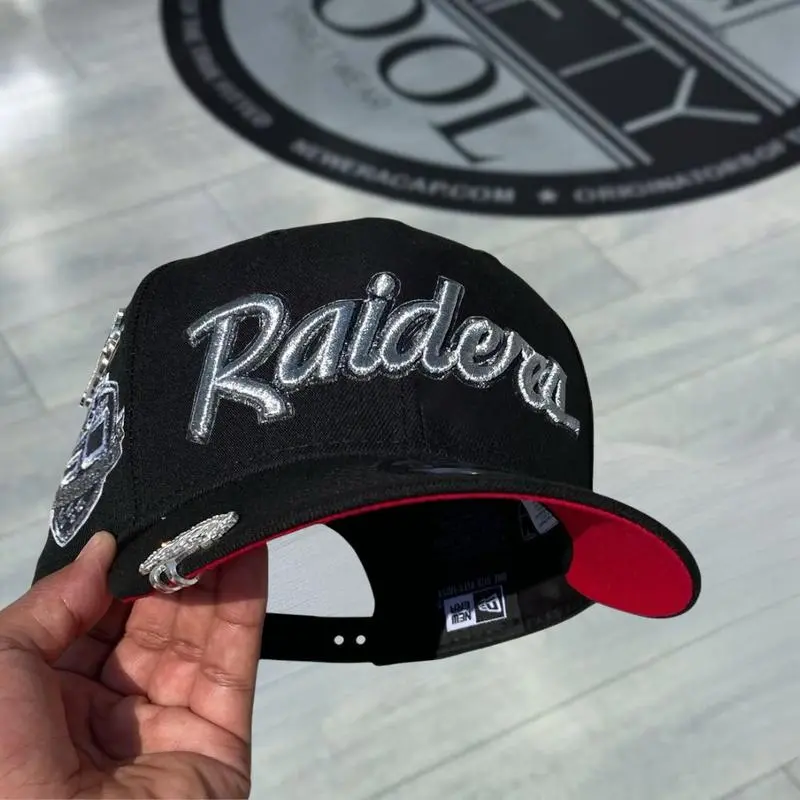 New era Las Vegas Raiders 9FIFTY Black and White Snapback Hat – Flat Brim Baseball Hat Streetwear, Adjustable Hip Hop Unisex Premium, Urban Casual Style, Must-have Items