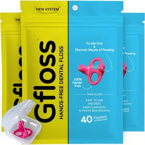 Gfloss Hands-Free Dental Floss - 40 Count Pack of 3 with Travel Case - Thin Soft Unwaxed Flossers for Tight Spaces - Easy Discreet Oral Care Solution