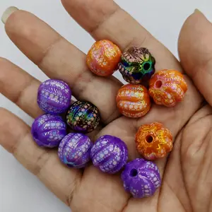 16mm UV Coated Colorful Wave Dot Pumpkin Beads DIY Handmade Beading Loose Beads Pen Phone Chain Pendant Accessories