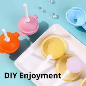 6/10pcs Silicone Lollipop Ice Cream Maker, Homemade Popsicle Molds Shapes, DIY Popsicle Maker for Kids Creativity, Reusable Lolly Ice Ball Mold Fun Kitchen
