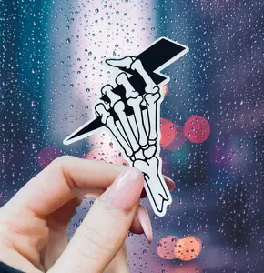 Skeleton Hand Lightning Bolt Sticker, Lineman Sticker, Hard Hat Sticker.