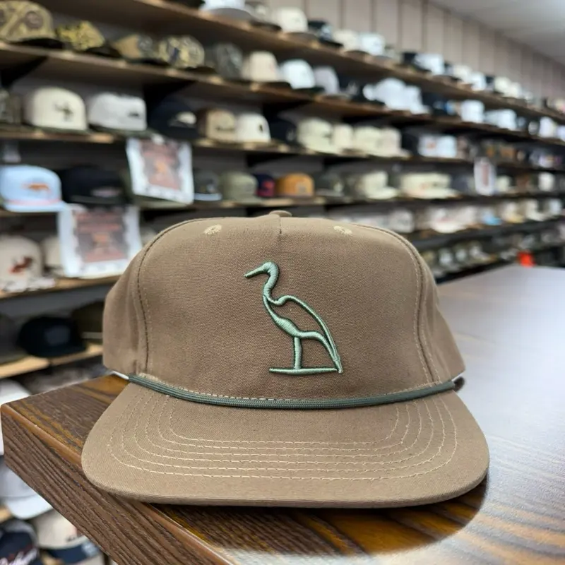 Heron Embroidered Hat - Brown