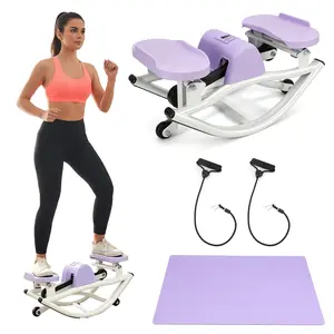 Rock Stepper Side to Side Low Impact Stair Stepper, Side Steppers for Exercise at Home with Resistance Bands & Non-Slip Mat – Exercise Step Balance Board Workout Equipment for Apartment & Living Room