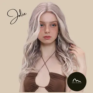 Jolie【WA-SM9027】 24" Ombre Pink Blonde Loose Wavy Lace Front Synthetic Wigs for Daily Use/Party