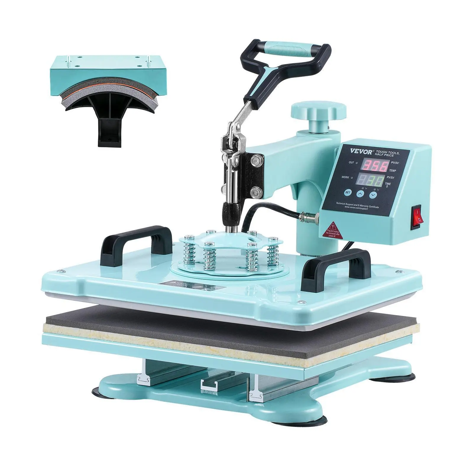 【Summerfinds】VEVOR Heat Press Machine,  , 12 x 15 inch, 2 in 1 Heat Transfer Machine with Hat Press, 360° Swing Away T-Shirt Pressing Machine, Digital Precise Control, Fast Even Heating for T-Shirts/Hats/Caps, Green
